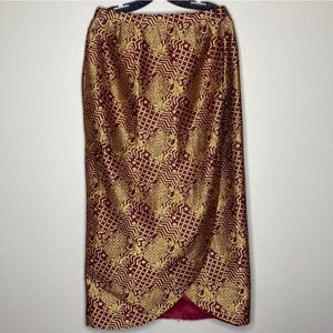 Stunning Gold on Red Patterned Wrap Skirt